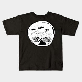 Forest Mountain black and white Kids T-Shirt